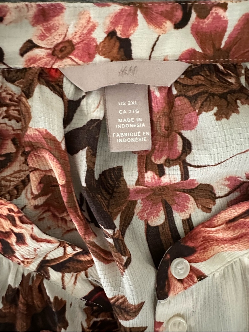 H&M Cream Blouse with Red and Brown Floral Print - Picture 5 of 5